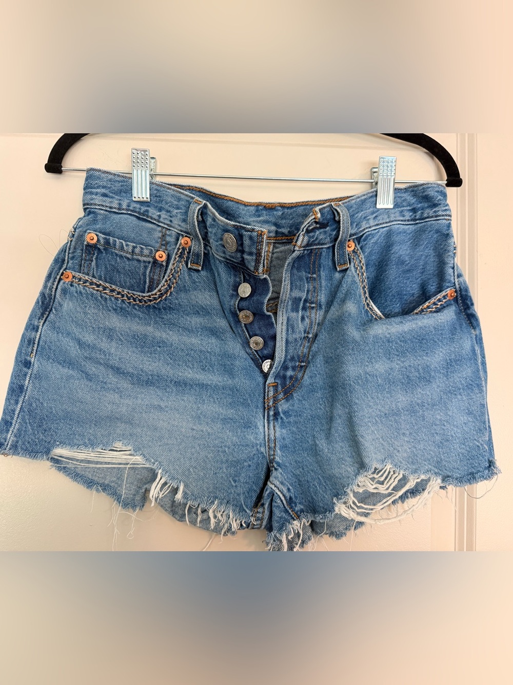 Levi's 501 Denim Shorts Size 27 Distressed